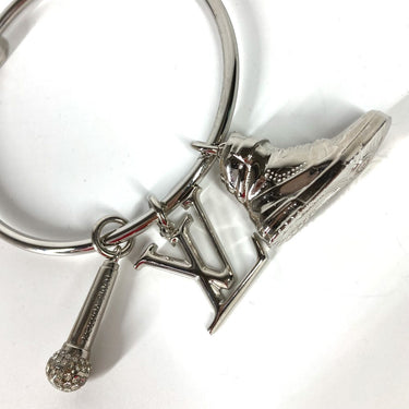 LOUIS VUITTON key ring M68854 metal Silver mike rhinestone sneakers Portocre round ring mens Used Authentic